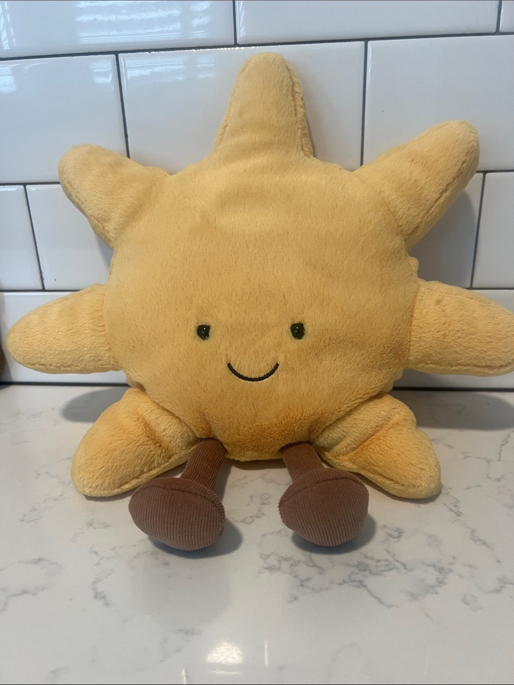 Jellycat Yellow Sun Plush with Brown Corduroy Legs